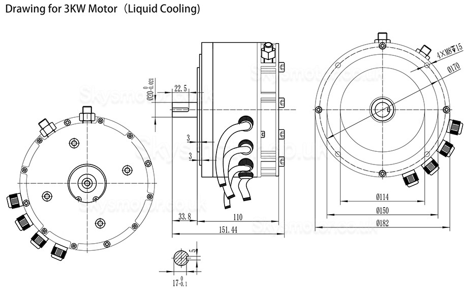 48V/72V 3KW Brushless DC Motor BLDC Motor HPM3000A for Electric Bike,Mountain Bike,Motorcycle